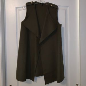 Wool Long Vest Army Green